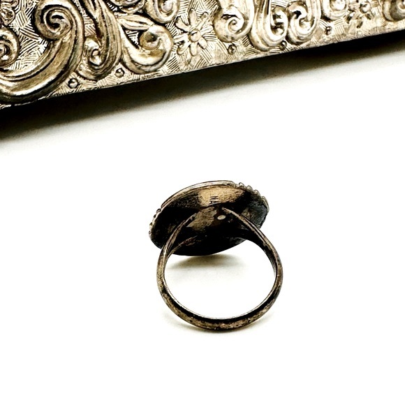 Vintage Navajo Signed Silver Turquoise Ring - Picture 8 of 14